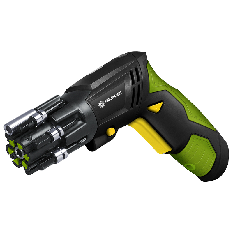 Șurubelniță electrică Fieldmann 3.6V Li-Ion cu 6 biți, 4 Nm, LED și mâner rotativ