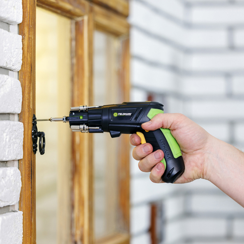 Șurubelniță electrică Fieldmann 3.6V Li-Ion cu 6 biți, 4 Nm, LED și mâner rotativ