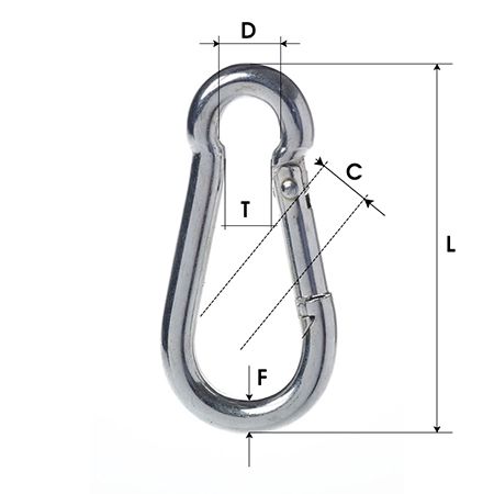 Carabină zincată cu clapetă 8 mm/10 mm, L=80 mm