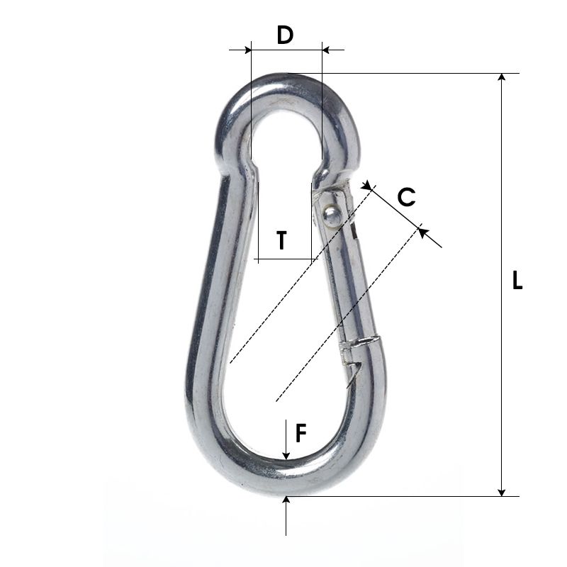 Carabină zincată cu clapetă 8 mm/10 mm, L=80 mm
