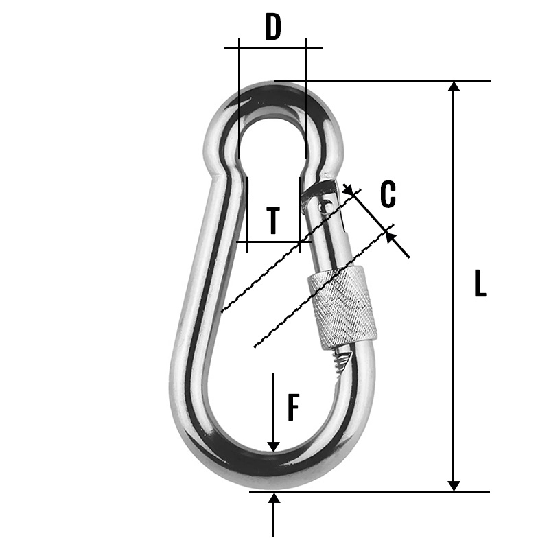 Carabină zincată cu filet 8 mm / 10 mm, cu clapetă (tip oval)