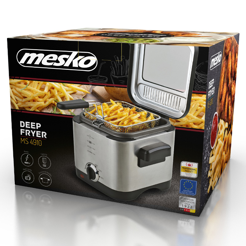 Friteuză electrică Mesko MS 4910 900W din inox, cu termostat reglabil și coș cu ridicare