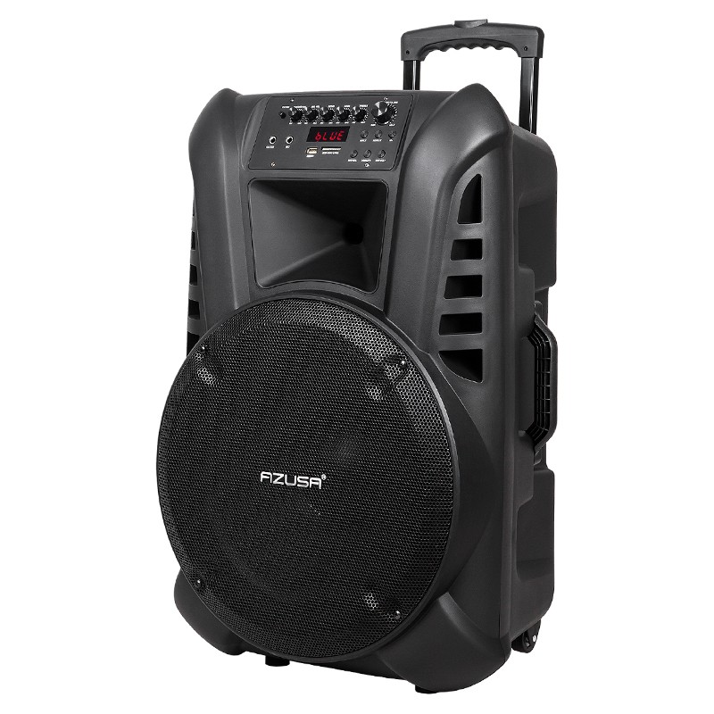Boxă activă portabilă Azusa 15” 60W RMS cu Bluetooth, USB/SD, FM și 2 microfoane wireless