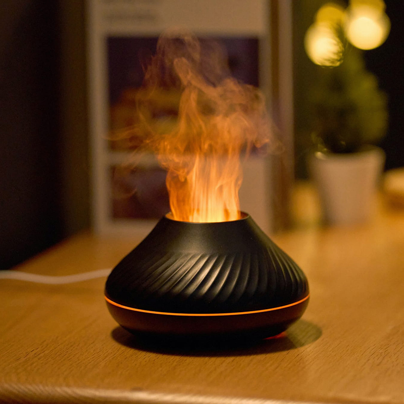 Difuzor aromaterapie Platinet Flame cu ionizare si umidificator cu ultrasunete, 130 ml, LED 7 culori, USB-C