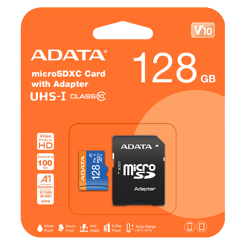 Card memorie microSDXC ADATA 128GB Clasa 10 UHS-I (V10) cu adaptor SD
