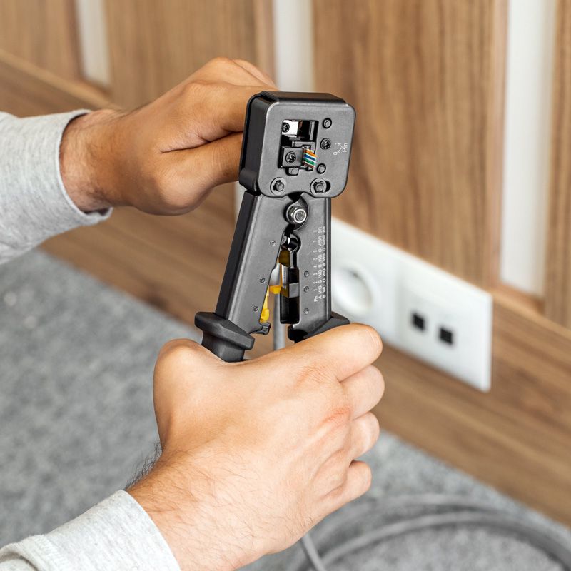 Cleste sertizare RJ45/RJ11/RJ12 Rebel cu dezizolator, pentru mufe 6P/8P