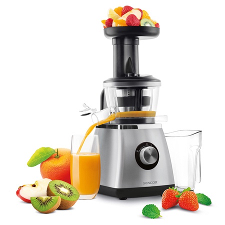 Storcator de fructe si legume Slow Juicer Sencor 400W, 60 RPM, microfiltru inox