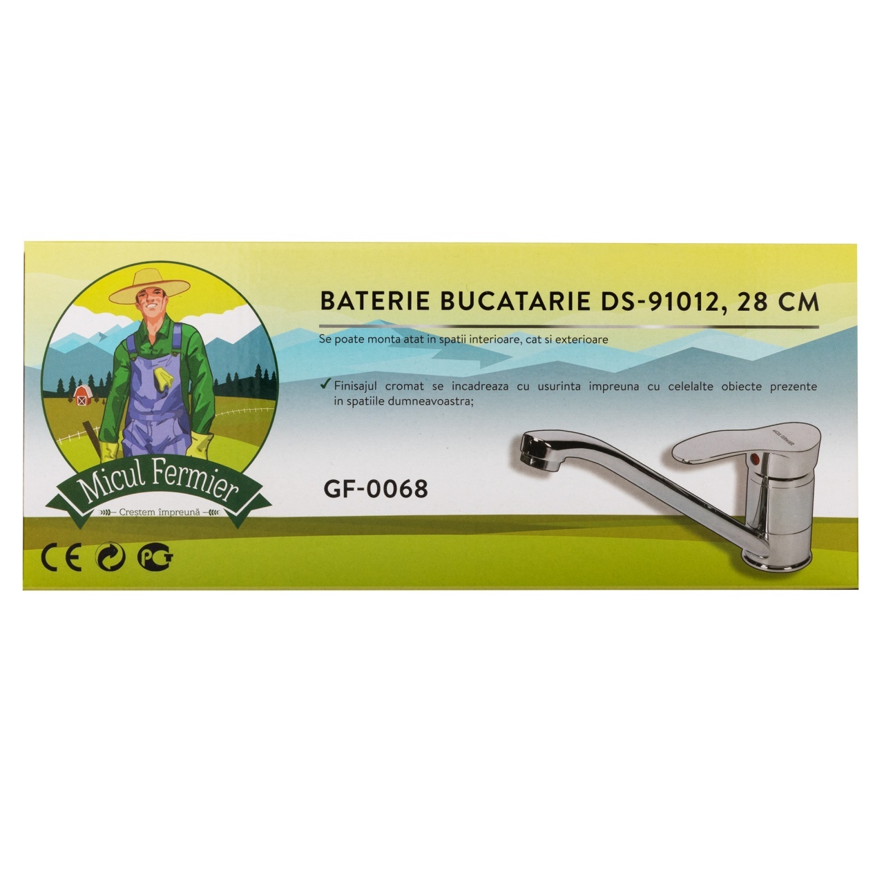 Baterie bucătărie monocomandă DS-91012 Sanit Lux, 28 cm, crom