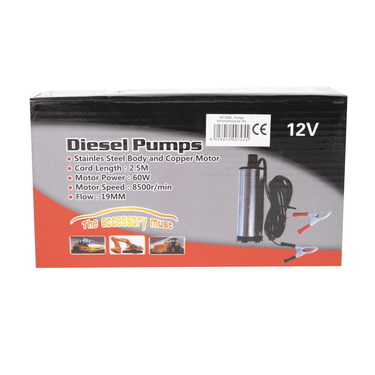 Pompa electrica de transfer motorina 12V din inox – Micul Fermier GF-0389