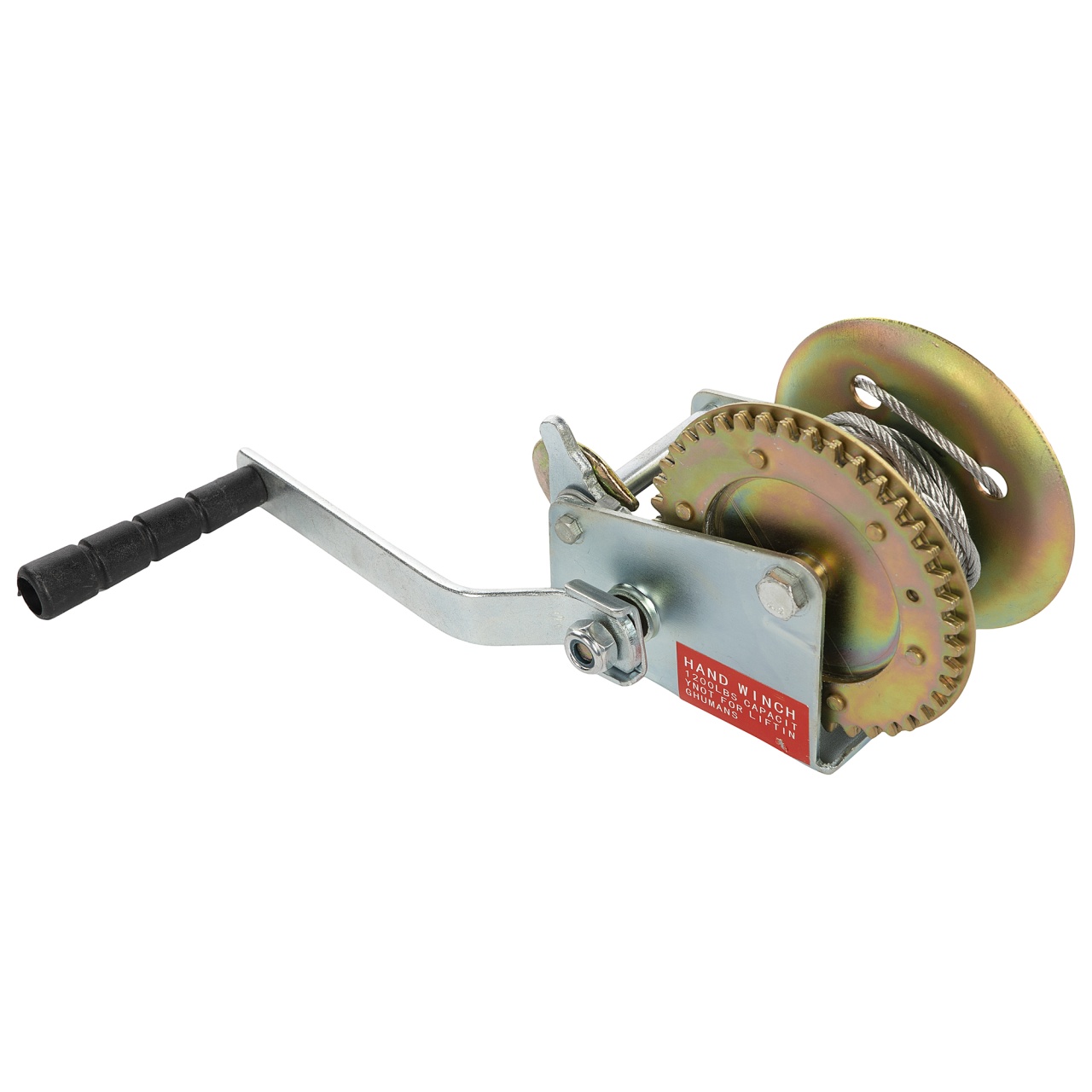 Troliu manual 450 kg (1000 lbs) cu cablu otel 10 m, frana cu clichet – Micul Fermier GF-0494