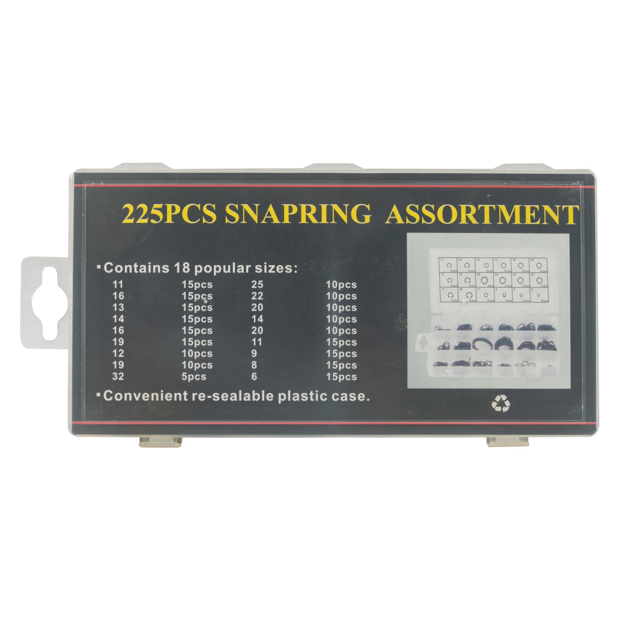 Trusă inele de siguranță Seeger exterior 225 buc, 18 dimensiuni – Micul Fermier GF-0414