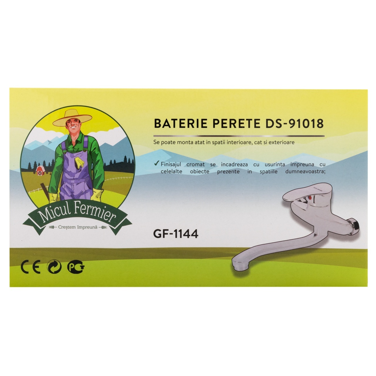 Baterie baie perete DS-91018 monocomandă, crom