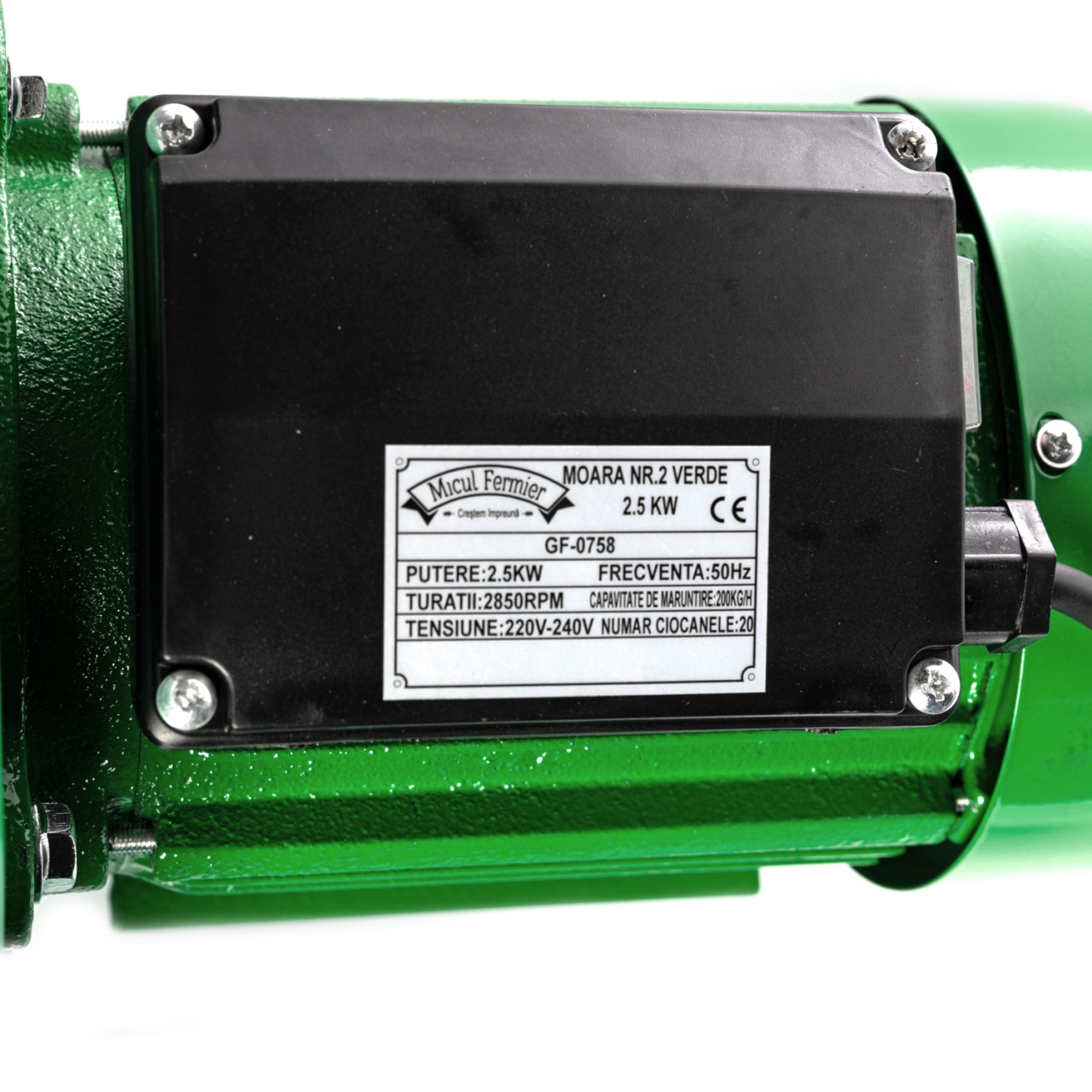 Moară de cereale electrică Micul Fermier 2.5 kW, 200 kg/h, 4 site, 20 ciocănele (GF-0758)
