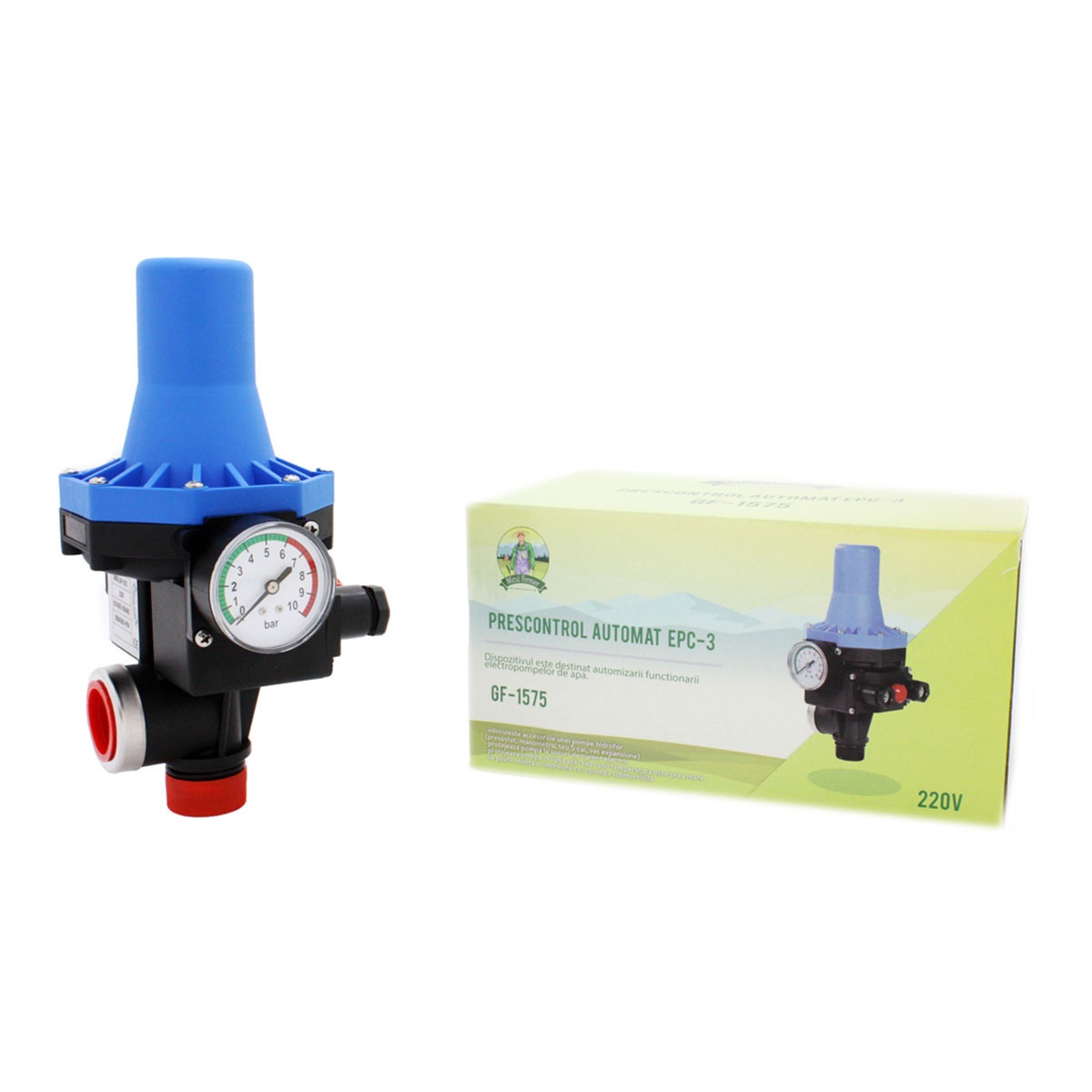 Prescontrol automat pentru pompa Micul Fermier EPC-3 cu manometru, racord 1