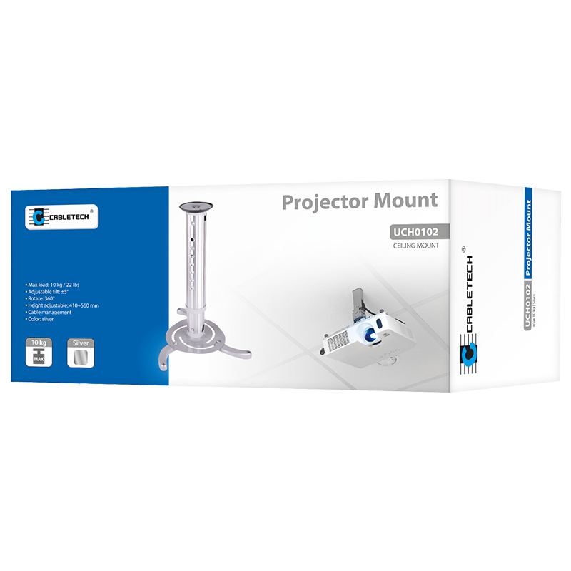 Suport tavan proiector Cabletech universal, max. 10 kg, gri