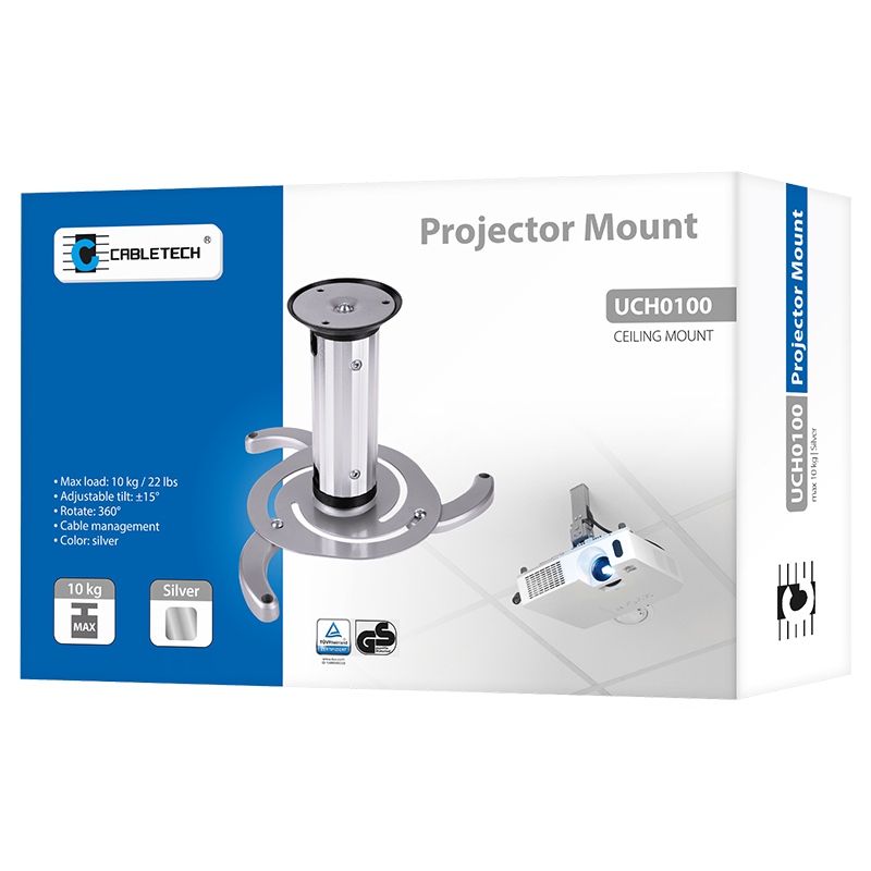 Suport proiector de tavan Cabletech, gri, max. 10 kg