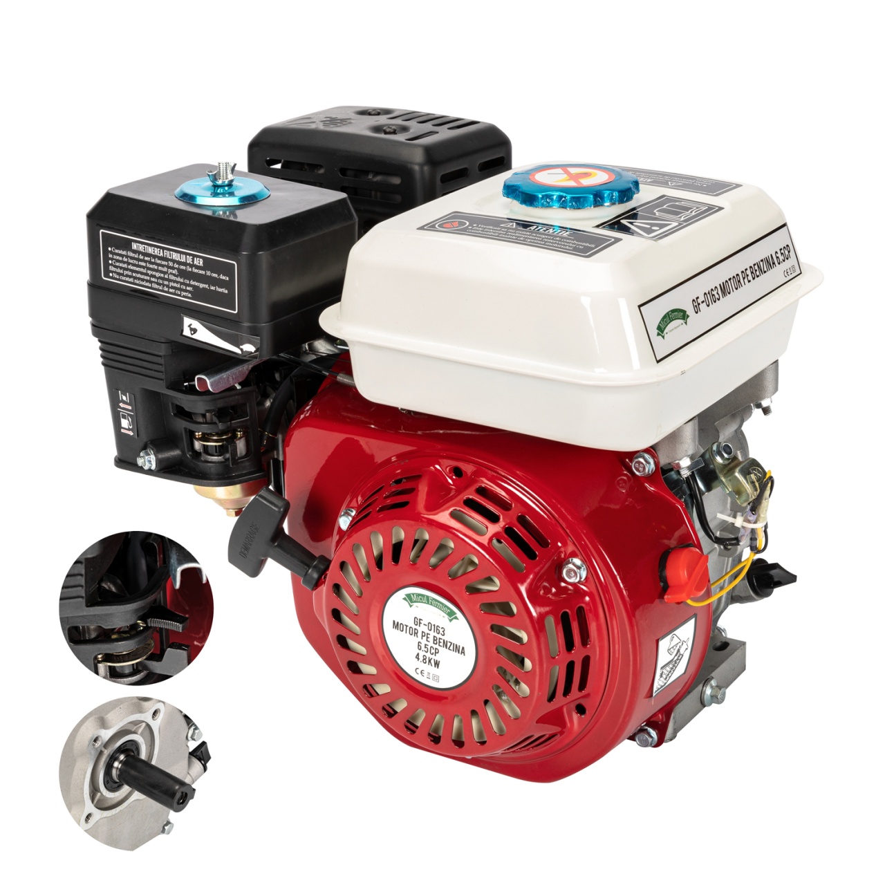 Motor pe benzină 6.5 CP cu ax orizontal OHV 4T – Micul Fermier GF-0163 (fără fulie)