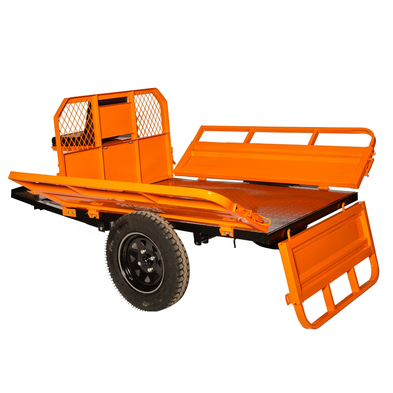 Remorcă pentru motocultor Detoolz DZ-M149 600 kg, basculabilă, extensie înălțime 150 mm