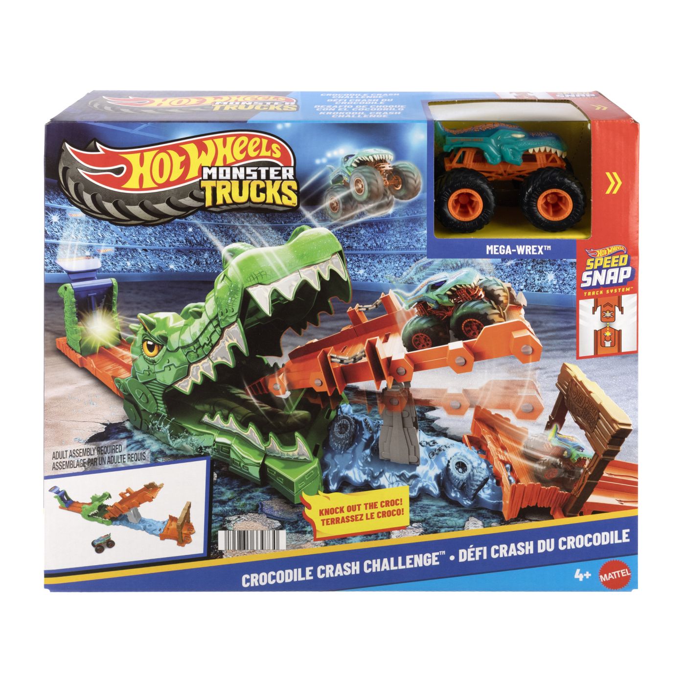 HOT WHEELS MONSTER TRUCK SET DE JOACA PROVOCAREA CROCODILULUI CU MASINUTA MEGA WREX SuperHeroes ToysZone