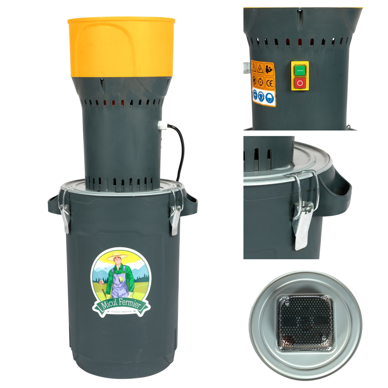 Moară electrică pentru cereale Micul Fermier GF-2451 1000W, 19000 rpm, cu găleată 25L și 5 site