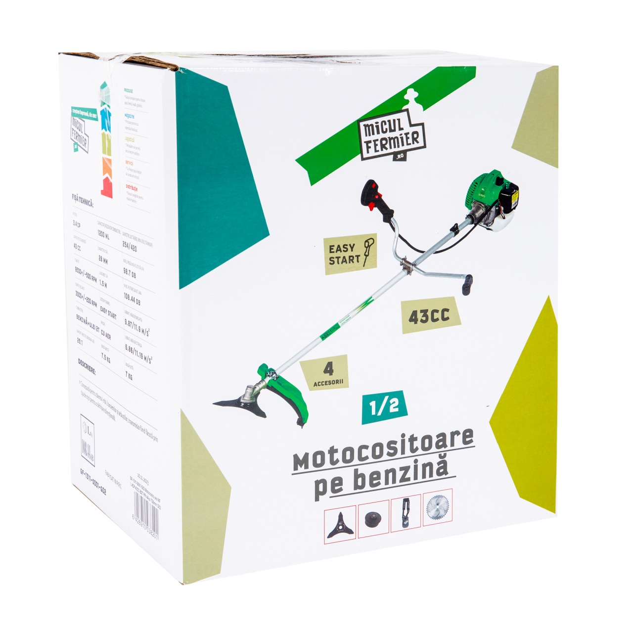 Motocositoare pe benzină Micul Fermier 3.4 CP, 43cc, 4 accesorii, pornire rapidă – GF-1311-S001-G02