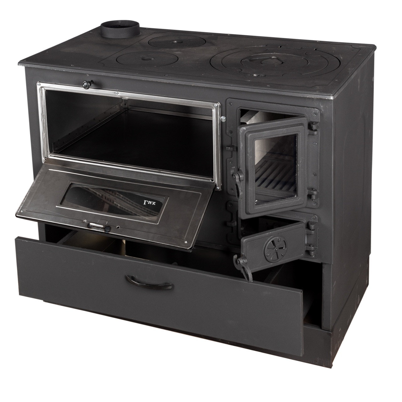 Sobă pe lemne 9 kW Grand Fantazia Lux cu plită și cuptor, evacuare stânga