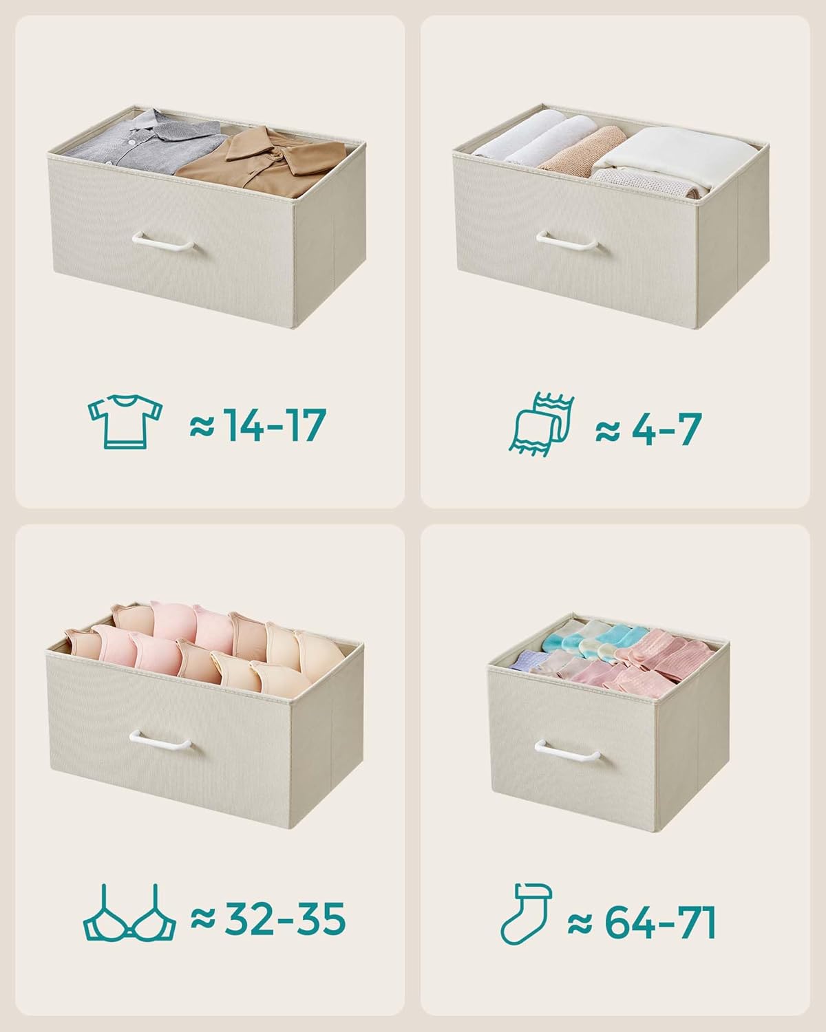 SONGMICS Comoda cu 7 sertare textile, cadru metalic si blat din PAL, design industrial, 98x29x85 cm, alb crem Household NewTrend