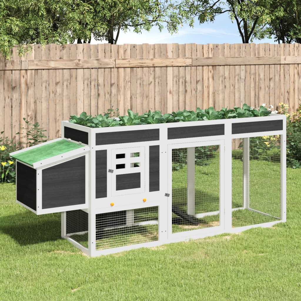 Coteț de găini, gri, 204x50x84 cm, lemn masiv de pin GartenMobel Dekor