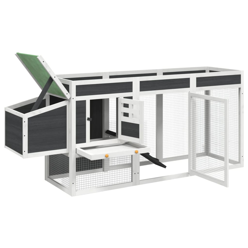 Coteț de găini, gri, 204x50x84 cm, lemn masiv de pin GartenMobel Dekor