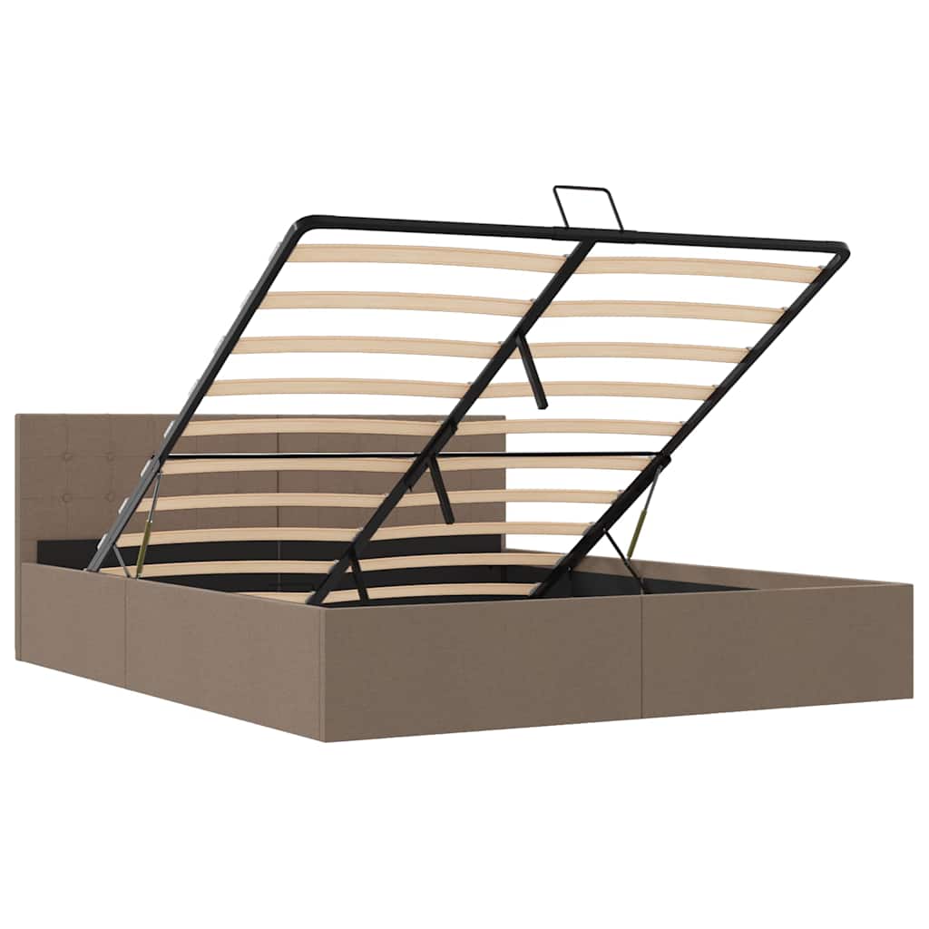 Cadru de pat hidraulic cu ladă, gri taupe, 180 x 200 cm, textil GartenMobel Dekor