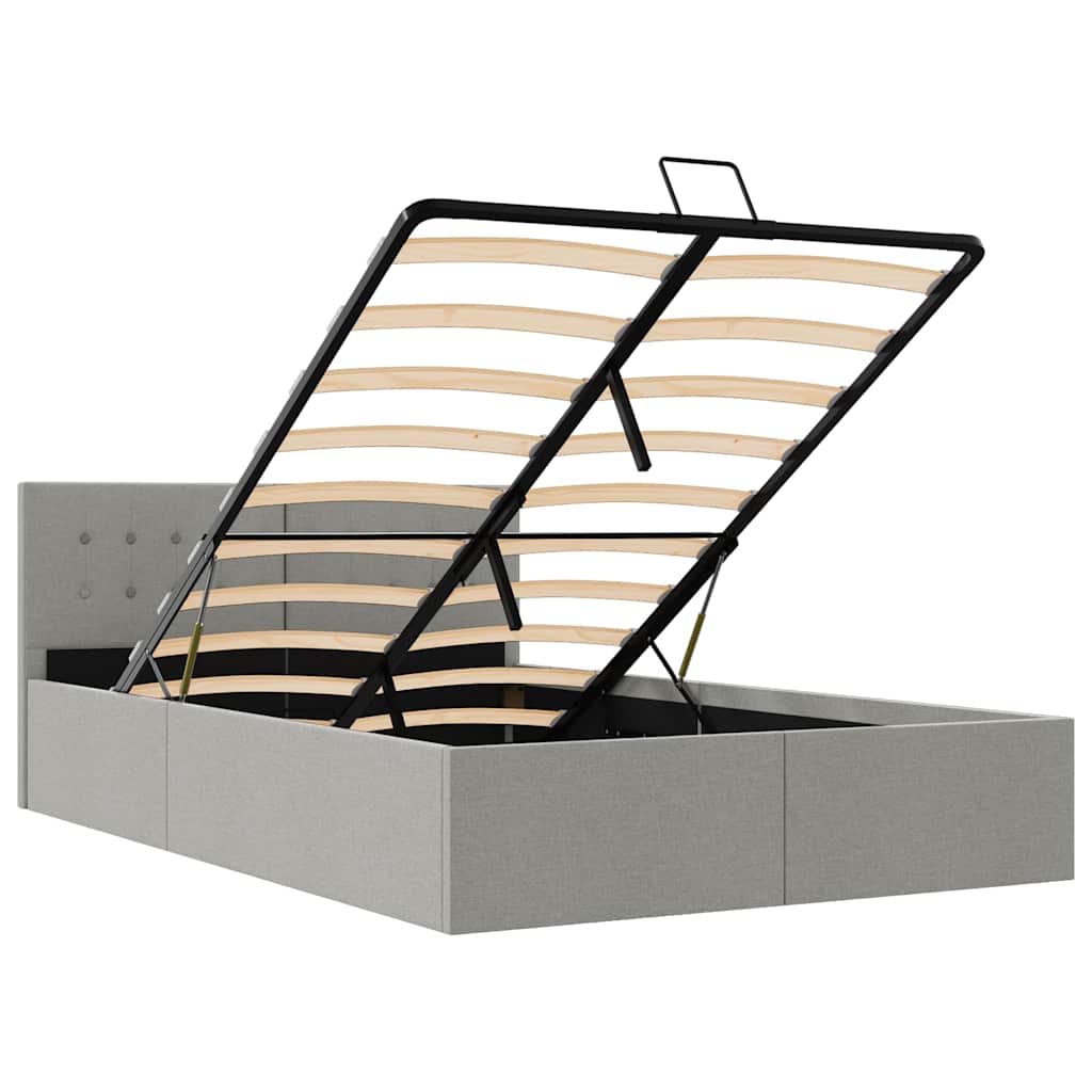 Cadru pat hidraulic cu ladă, gri deschis, 120 x 200 cm, textil GartenMobel Dekor