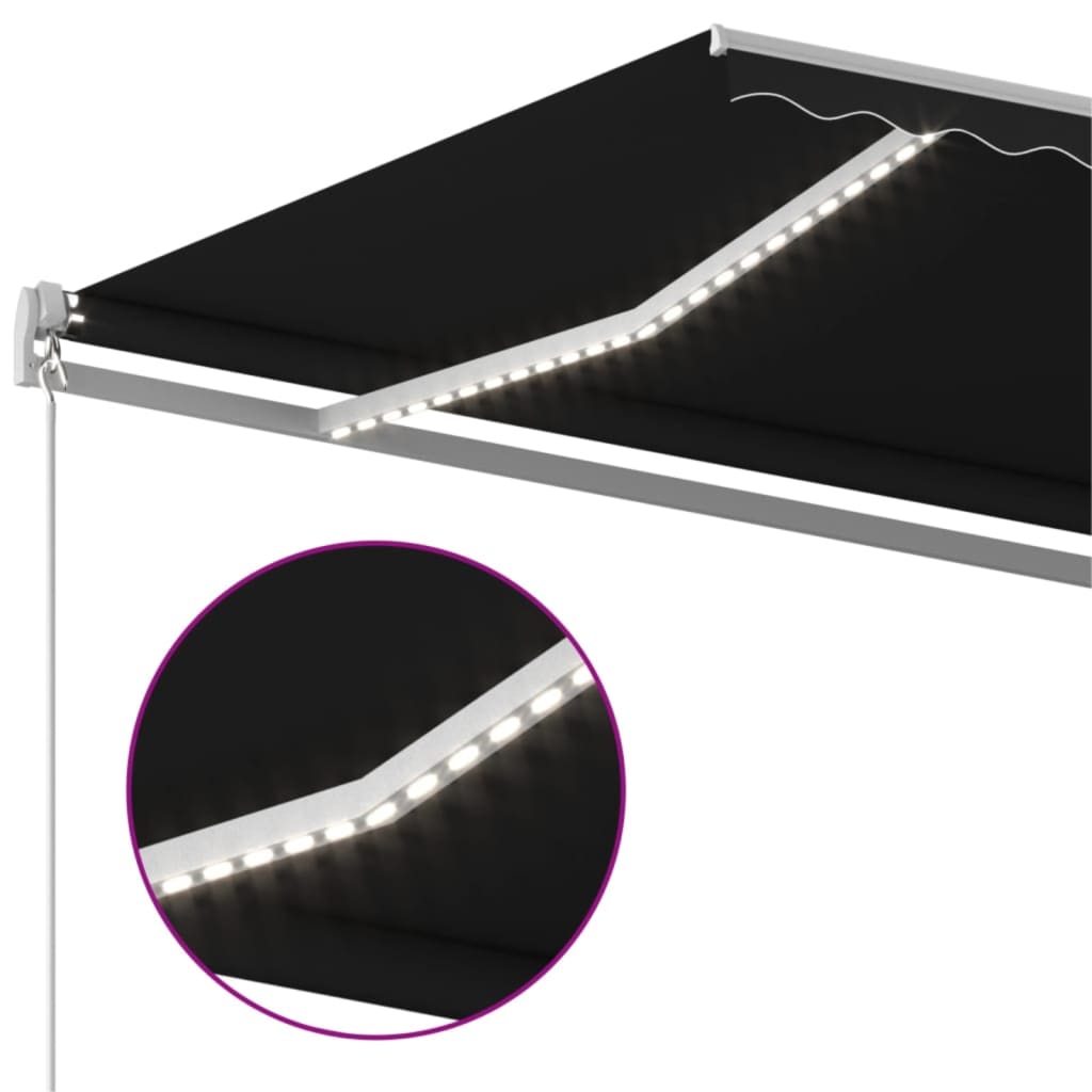 Copertină retractabilă manual cu LED, antracit, 600x350 cm GartenMobel Dekor