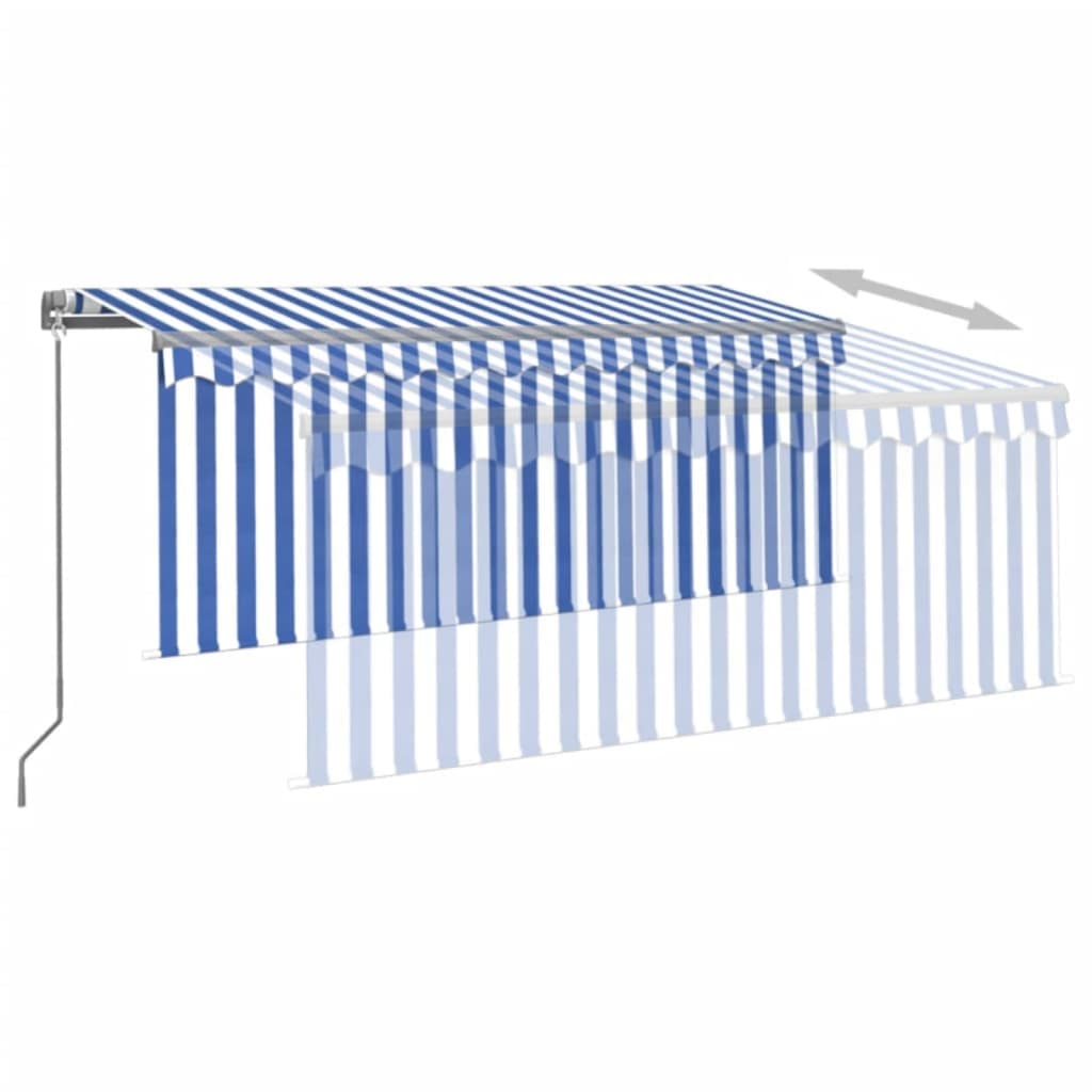 Copertină retractabilă manual cu stor, albastru & alb, 3x2,5 m GartenMobel Dekor