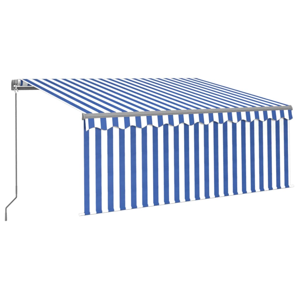 Copertină retractabilă manual cu stor, albastru & alb, 3x2,5 m GartenMobel Dekor