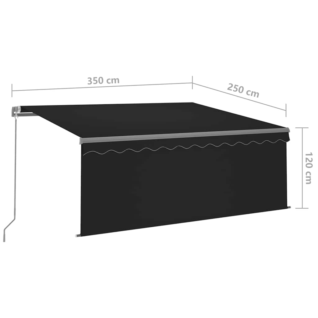 Copertină retractabilă manual cu stor, antracit, 3,5x2,5 m GartenMobel Dekor