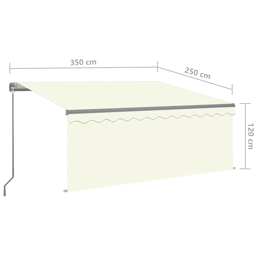 Copertină retractabilă manual cu stor, crem, 3,5x2,5 m GartenMobel Dekor