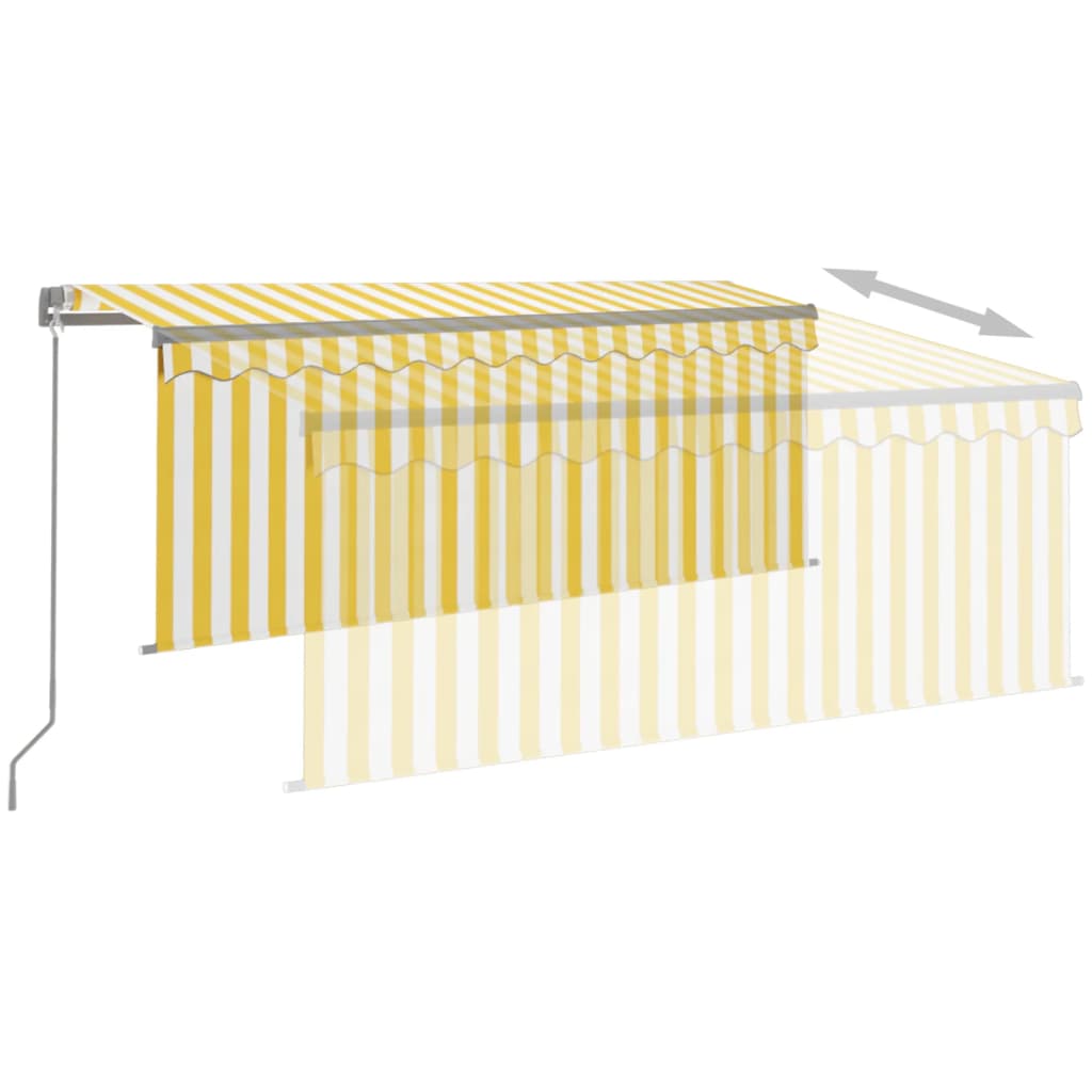 Copertină retractabilă manual cu stor, galben & alb, 3x2,5 m GartenMobel Dekor