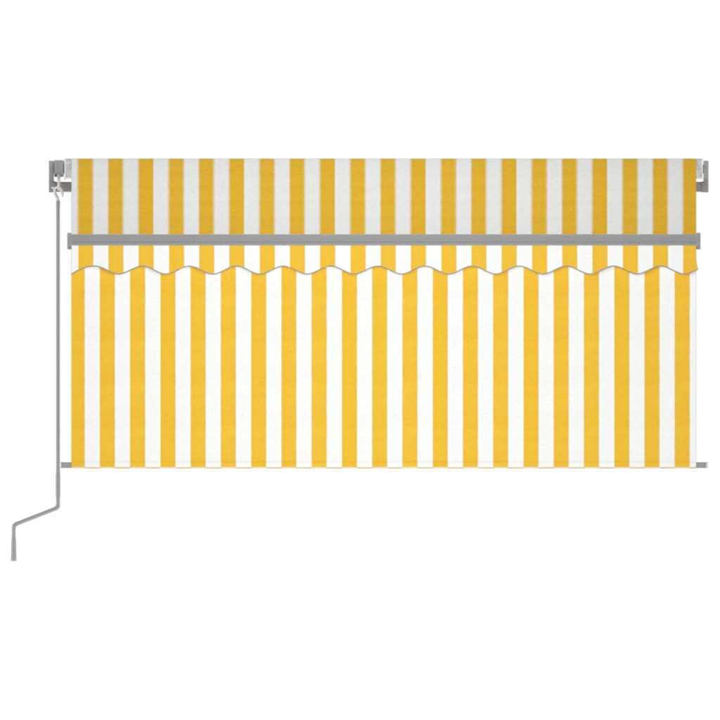 Copertină retractabilă manual cu stor, galben & alb, 3x2,5 m GartenMobel Dekor