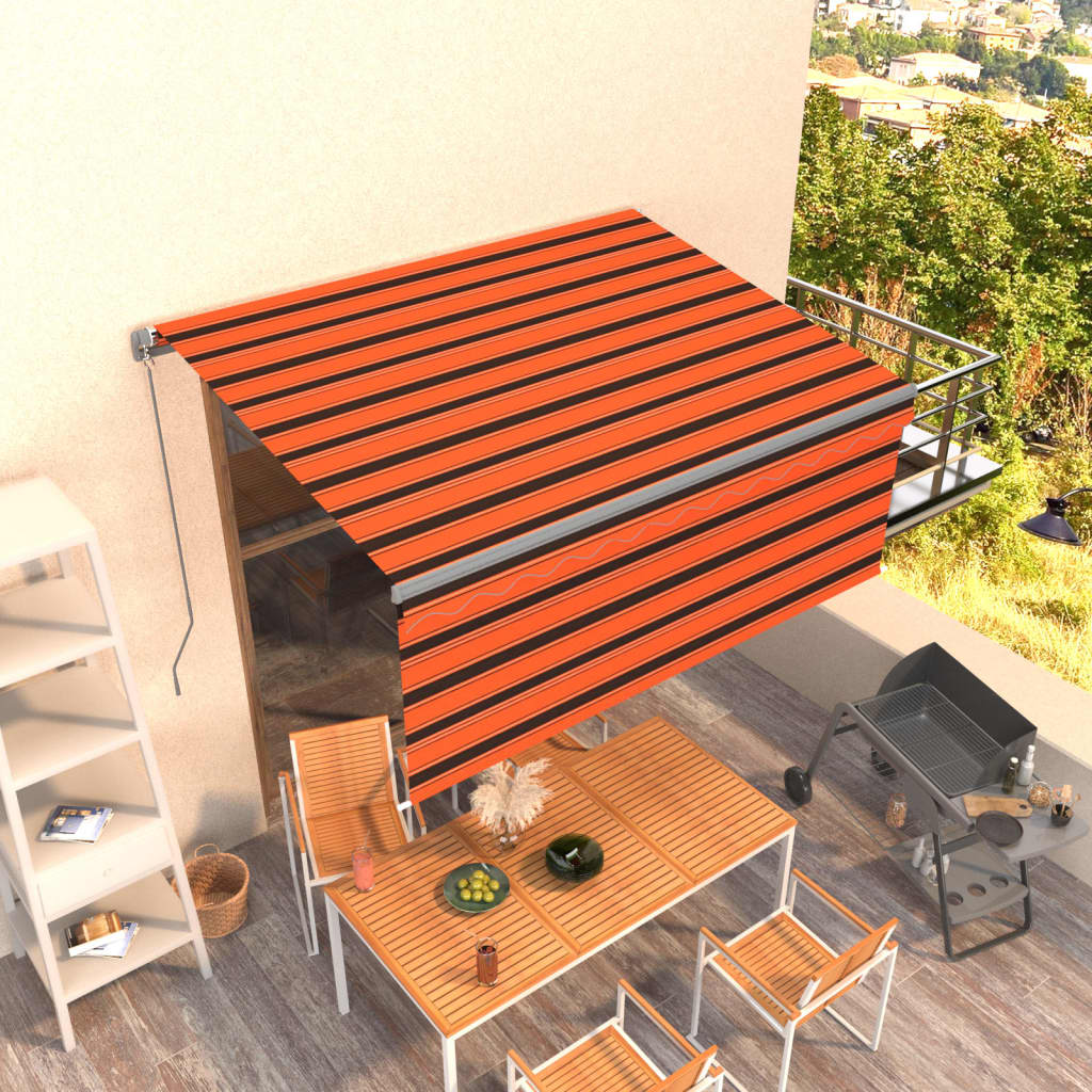 Copertină retractabilă manual cu stor, portocaliu&maro, 3x2,5 m GartenMobel Dekor