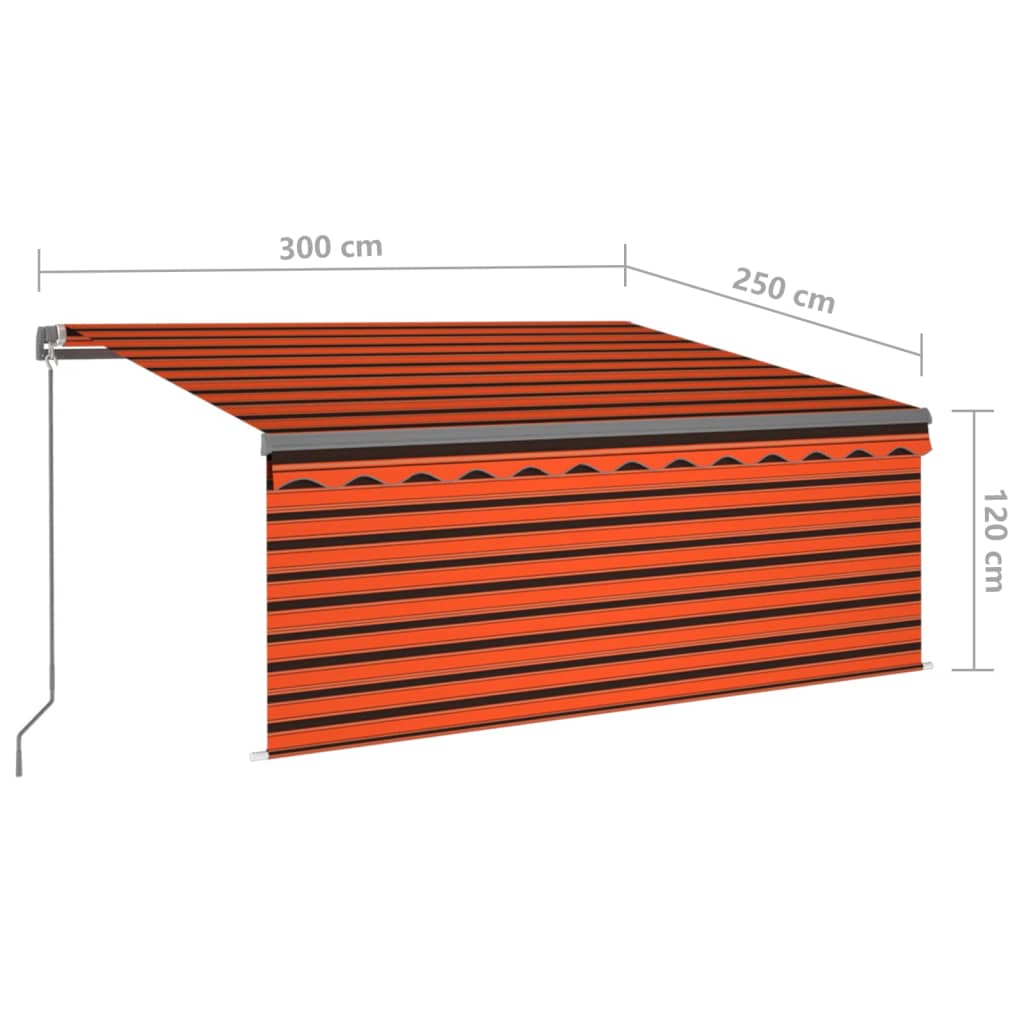 Copertină retractabilă manual cu stor, portocaliu&maro, 3x2,5 m GartenMobel Dekor