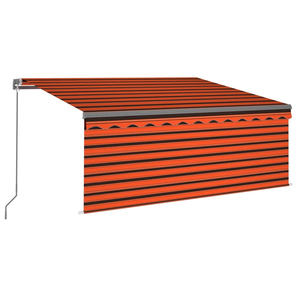 Copertină retractabilă manual cu stor portocaliu&maro 3,5x2,5 m GartenMobel Dekor
