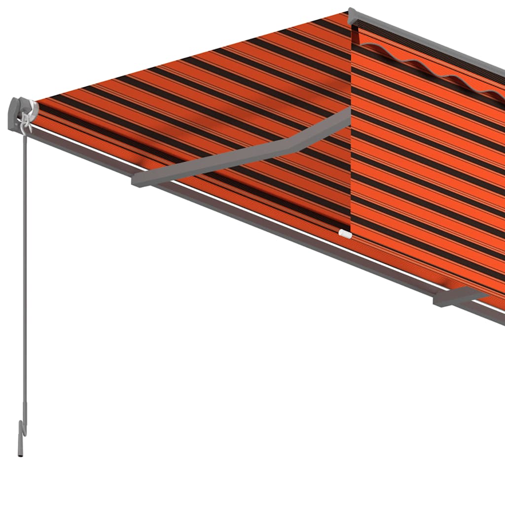 Copertină retractabilă manual cu stor portocaliu&maro 3,5x2,5 m GartenMobel Dekor