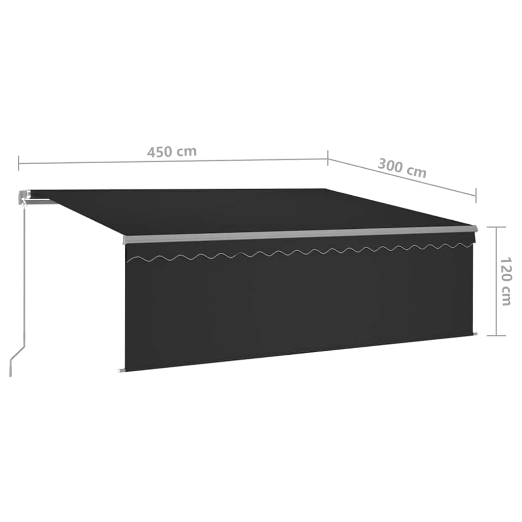 Copertină retractabilă manual cu stor, antracit, 4,5x3 m GartenMobel Dekor