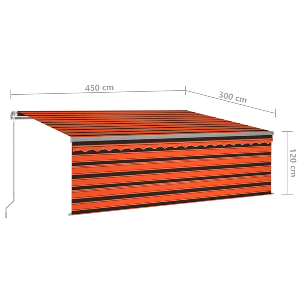 Copertină retractabilă manual cu stor, portocaliu&maro, 4,5x3 m GartenMobel Dekor