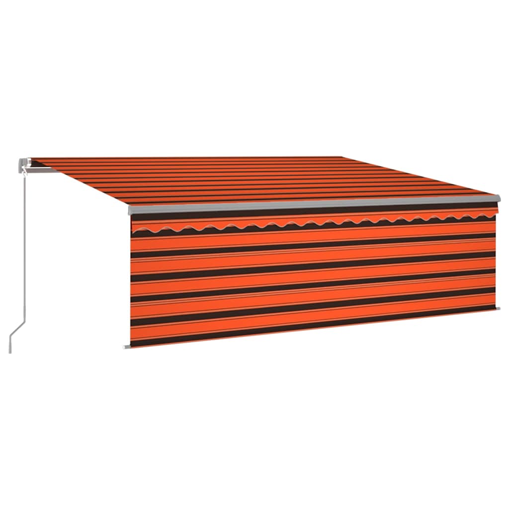 Copertină retractabilă manual cu stor, portocaliu&maro, 4,5x3 m GartenMobel Dekor