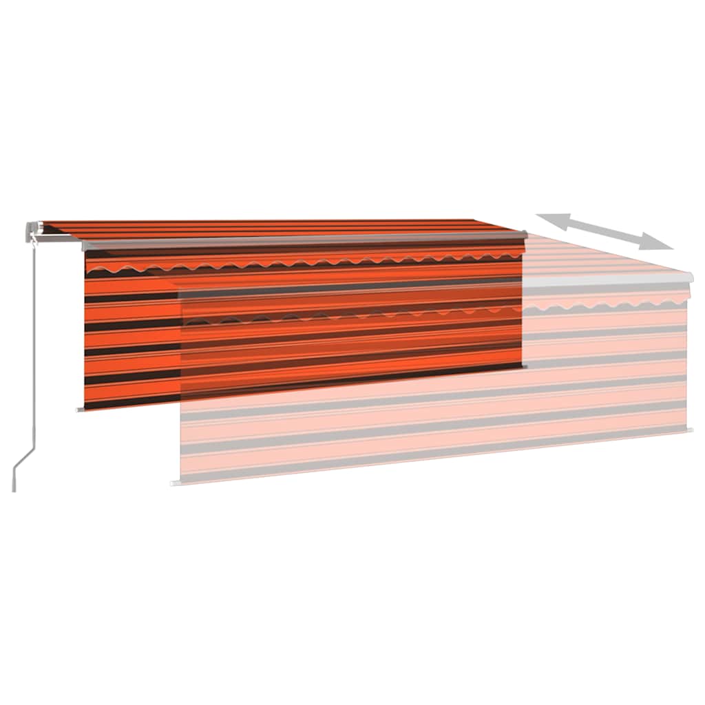 Copertină retractabilă manual cu stor, portocaliu&maro, 4,5x3 m GartenMobel Dekor