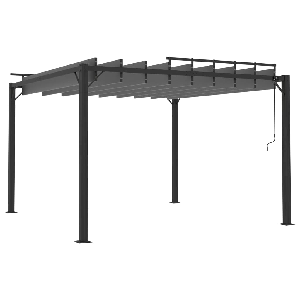 Pavilion cu acoperiș jaluzea antracit 3x3 m țesătură&aluminiu GartenMobel Dekor