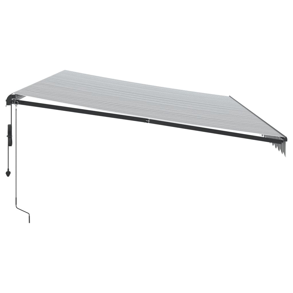 Copertină retractabilă automat LED-uri antracit/alb 600x350 cm GartenMobel Dekor