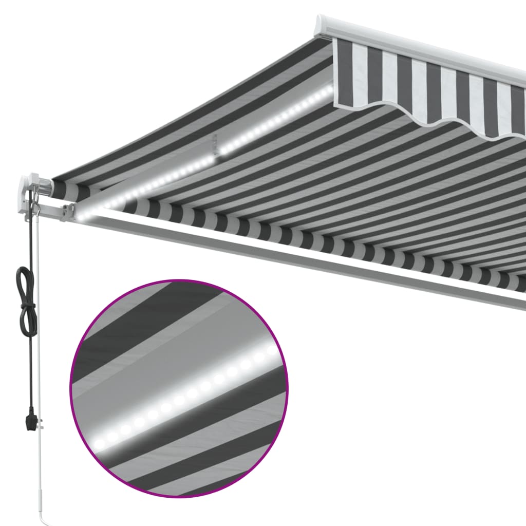 Copertină retractabilă automat cu LED, antracit/alb, 400x350 cm GartenMobel Dekor