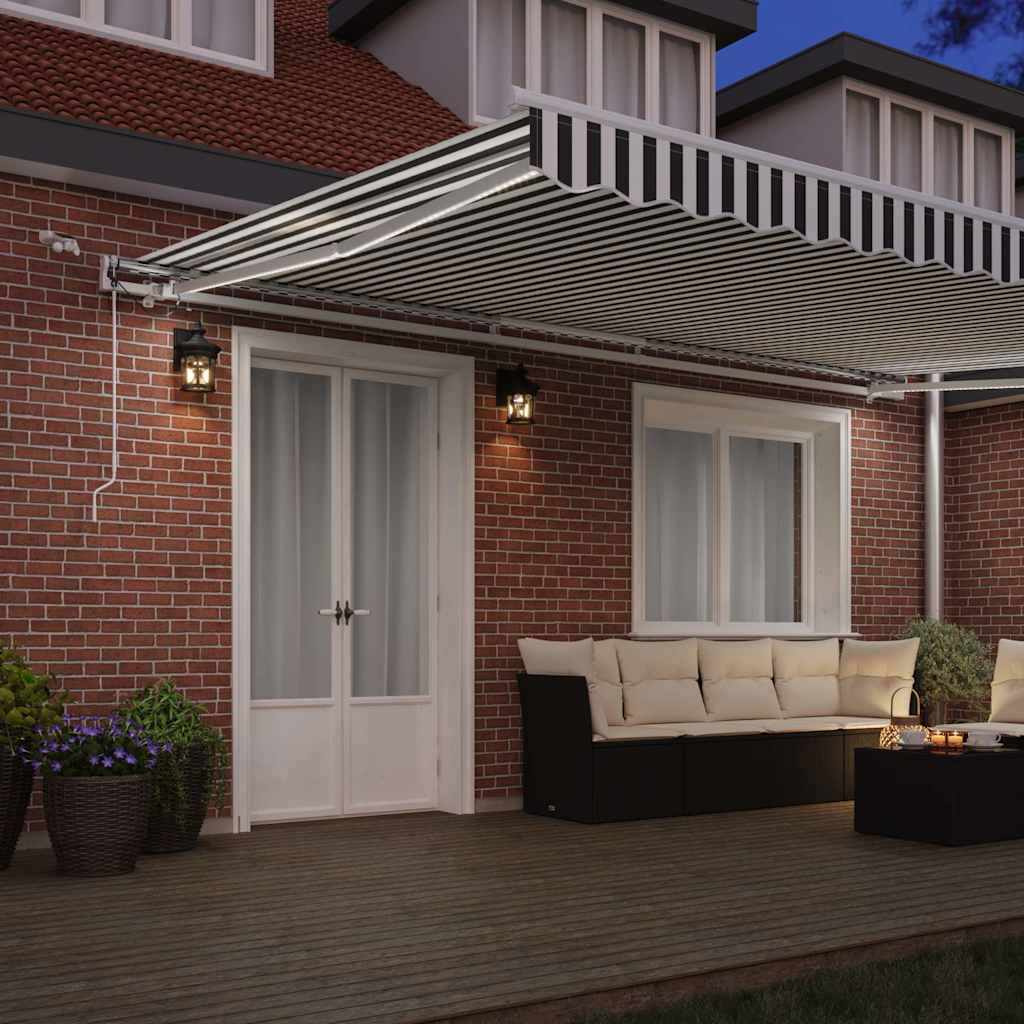 Copertină retractabilă automat cu LED, antracit/alb, 500x300 cm GartenMobel Dekor